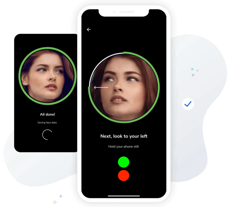 Time clock app showing face recognitionTime clock app showing face recognition