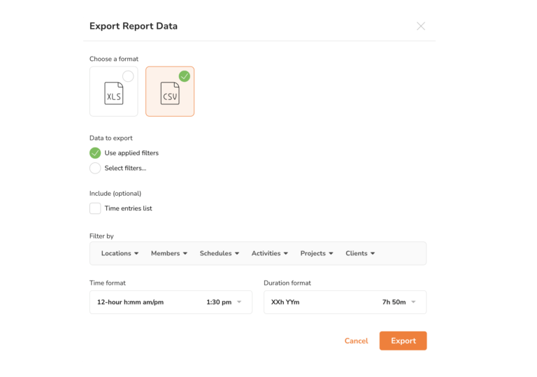 Exporting report data to csv