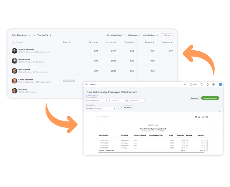 Timesheets sync for payroll