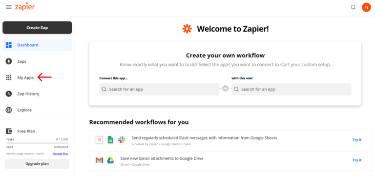 Add apps in Zapier