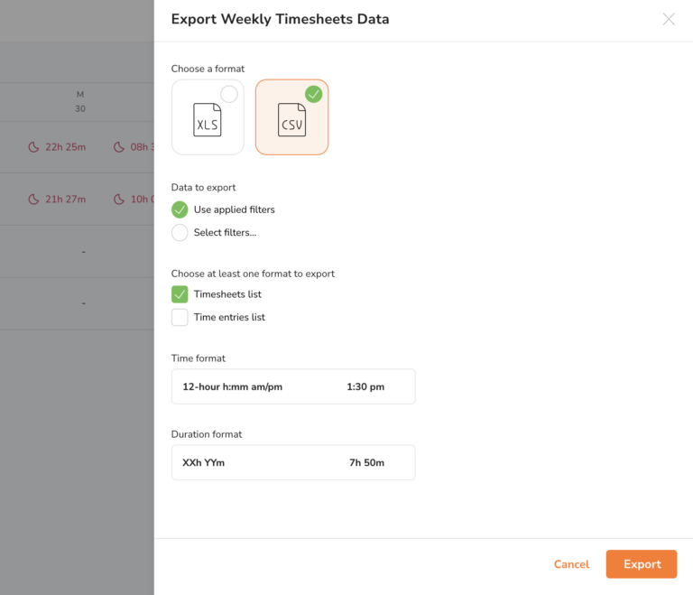 Jibble export weekly timesheet data