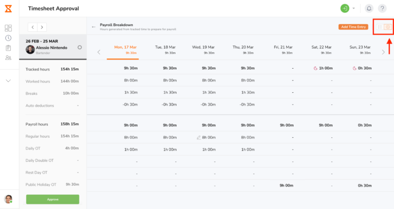 Payroll breakdown tab