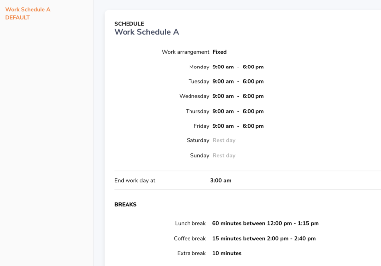 Tracking time on a custom break