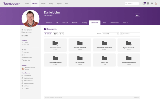 Payroll interface displaying an HR manager's records including employee names and total payroll