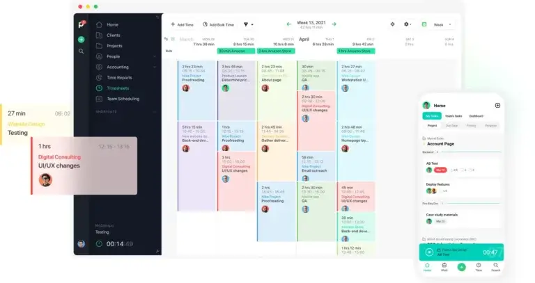 Timesheets displayed with employees in calendar view