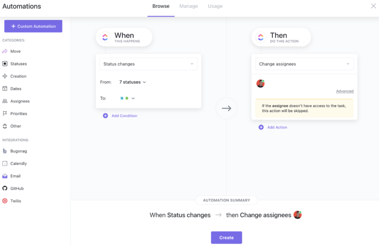 A view of the automation page that users can use to automate process to their employees.