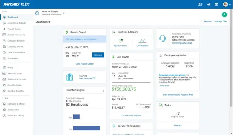 Visualizing Paychex dashboard