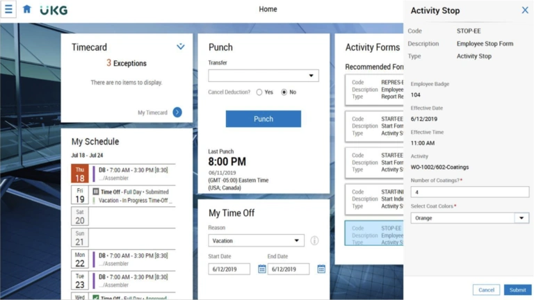 Screen showing the compliance tools