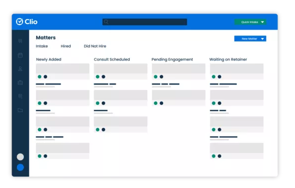 Dashboard display of Clio's schedule management software