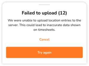 Button to re-upload time entry errors on mobile 