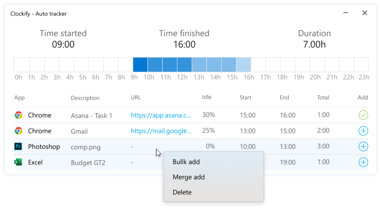 Screen showing auto tracker of Clockify