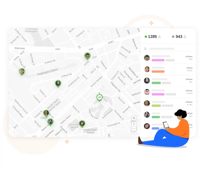 View the locations of your employees directly on a map