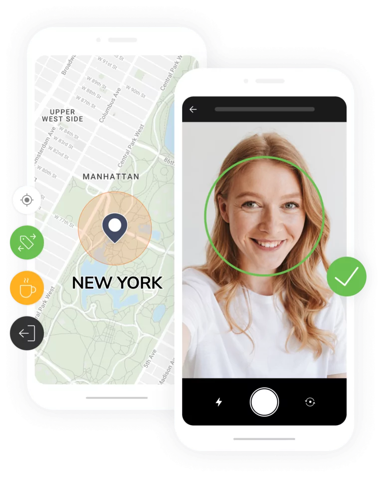 Clocking in with face recognition and geolocation